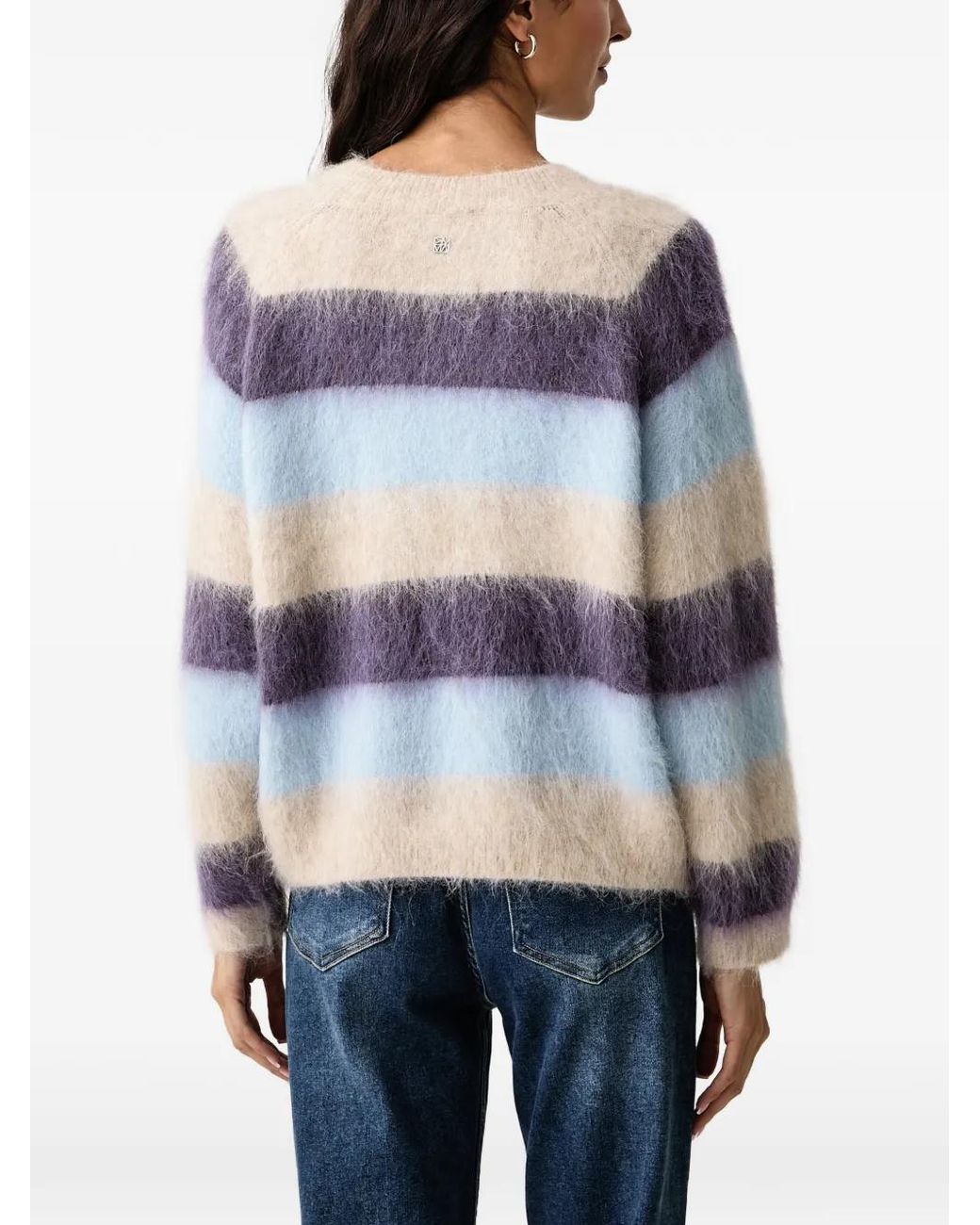 Mos Mosh Gray Suvi Striped Mohair-Blend Sweater
