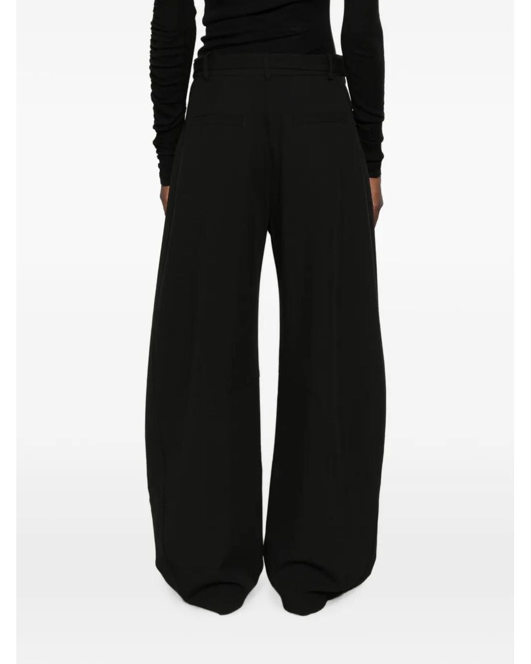Pinko Black Polyester Viscose Trousers