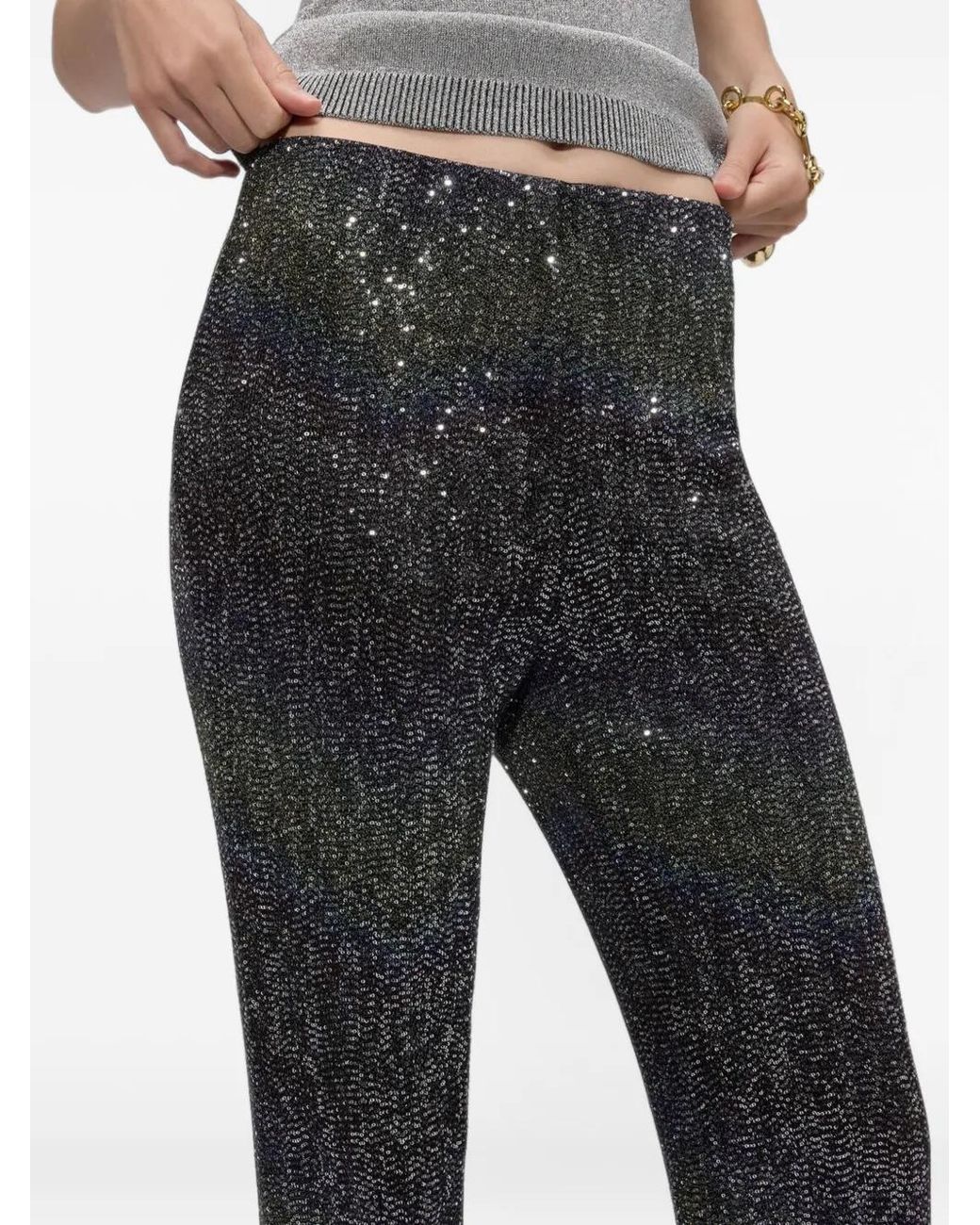 Missoni Gray Flare Trousers With Woven Greek Key Motif