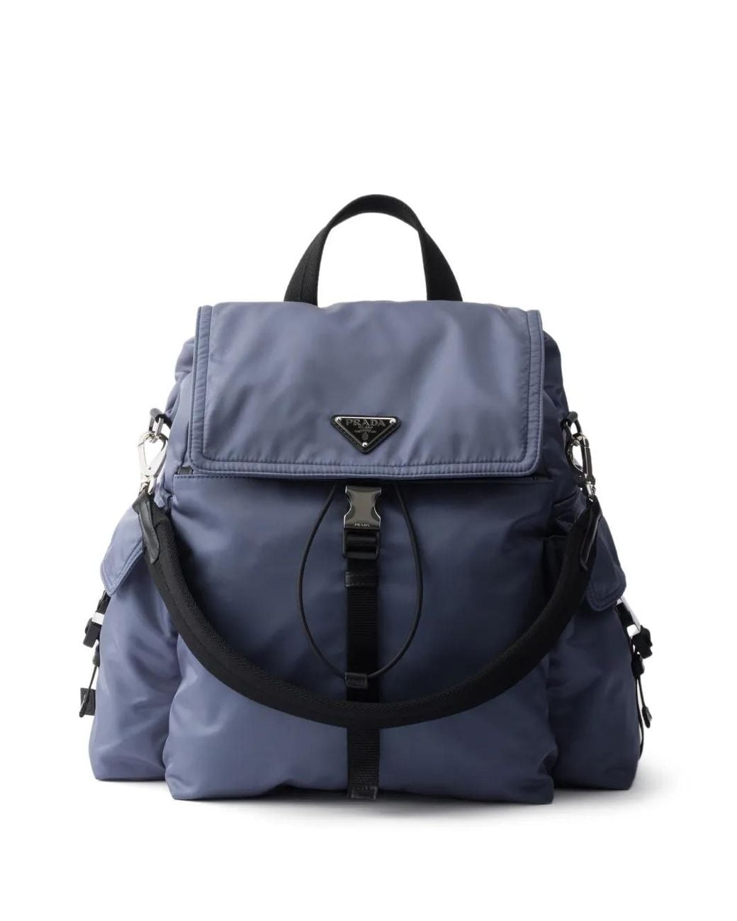 Prada Blue Explore Re-Nylon And Leather Backpack for men