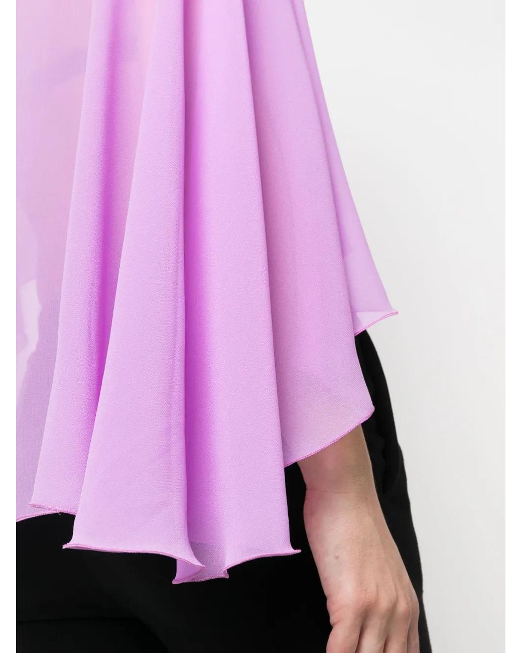 Blanca Vita Purple Transparent Ruffled Cropped Top