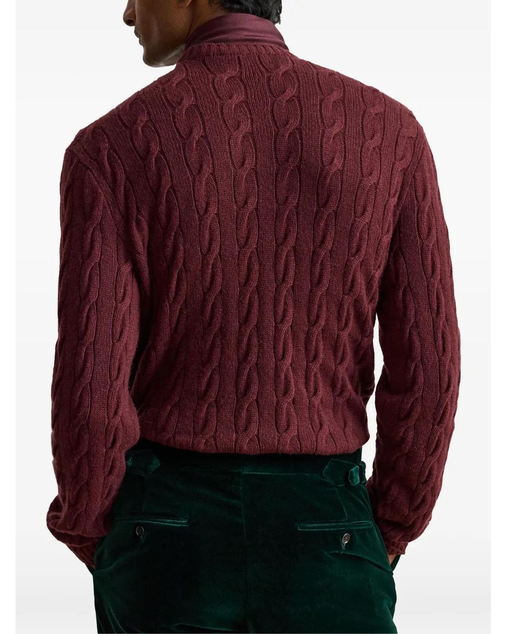 Ralph Lauren Red Cable-Knit Cashmere Sweater for men