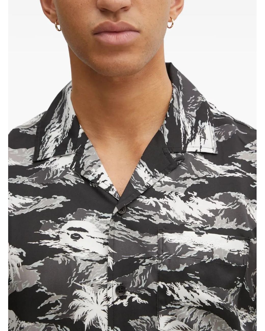 A Bathing Ape Gray Palm-Tree Printed Shirt for men