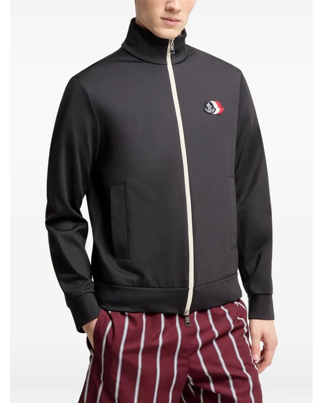 Moncler Blue Logo-Patch Zip-Up Jacket for men