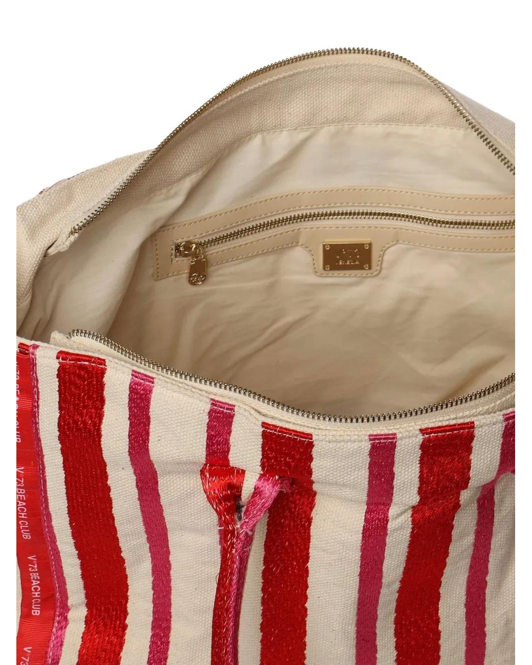 V73 Red Gestreifter Shopper