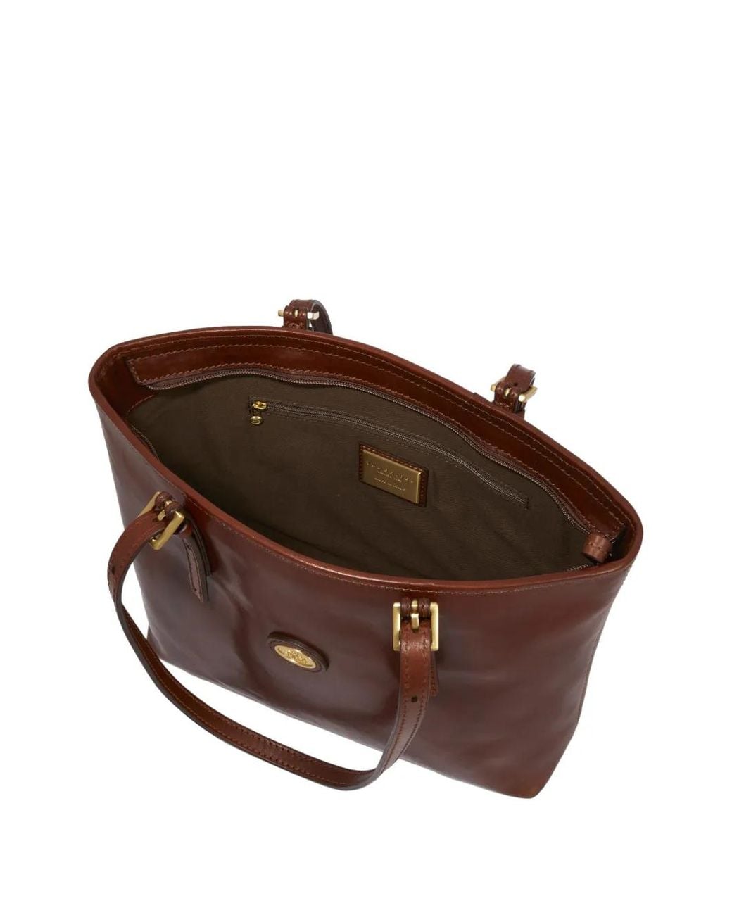 The Bridge Brown Logo-Plaque Leather Shoulder Bag