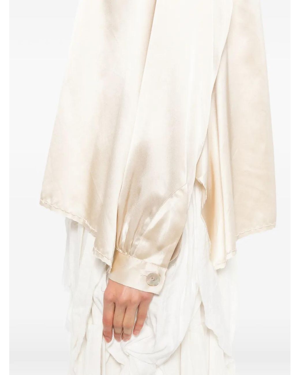 A Tentative Atelier White Drapy Washed Stitch Shirt