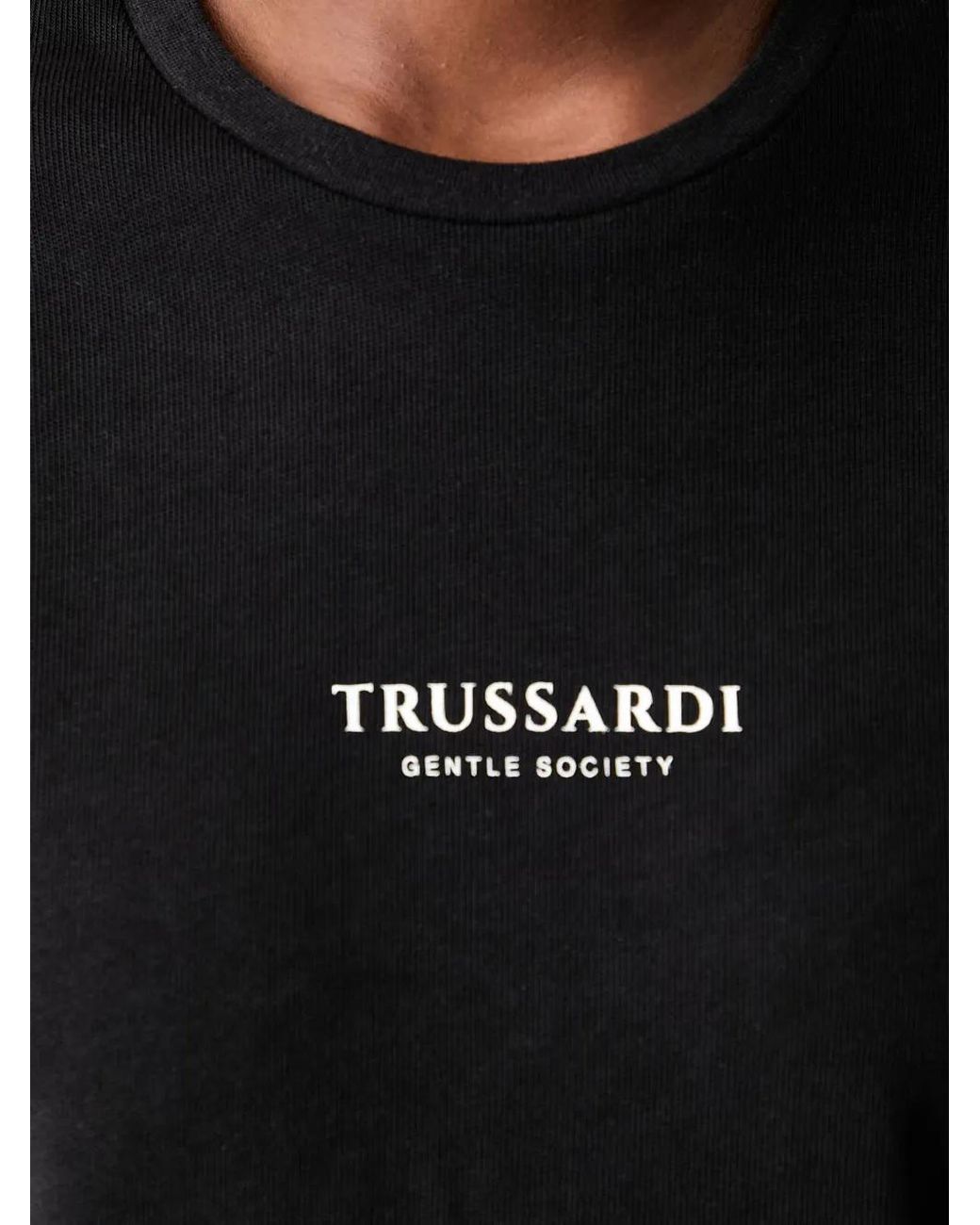 Trussardi Black Logo-Print Drop-Shoulder T-Shirt