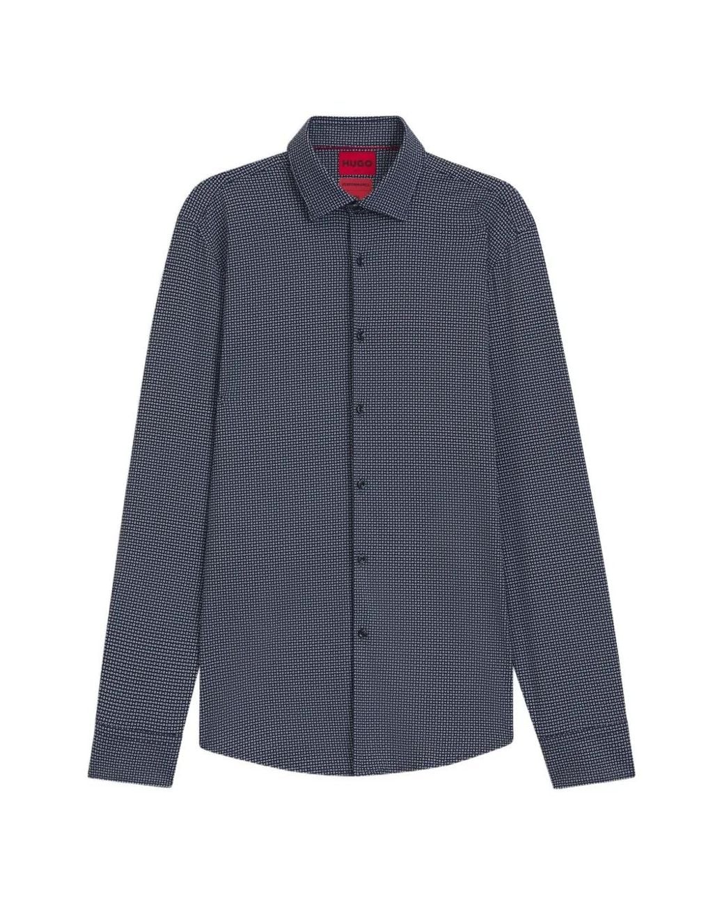 HUGO Blue Printed Slim-Fit Shirt for men