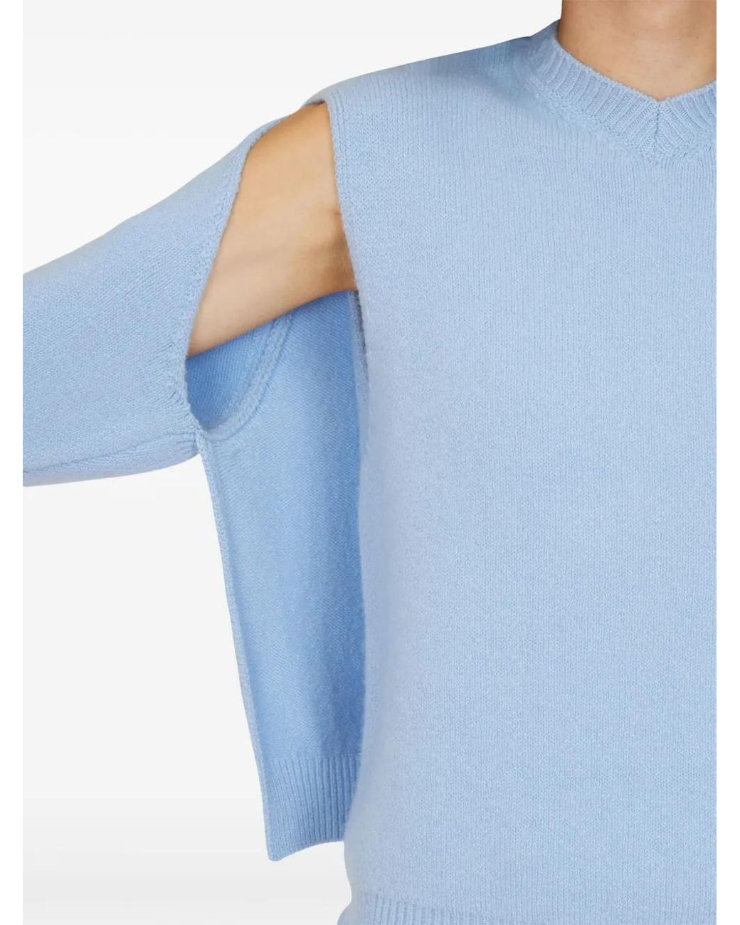 Ferragamo Blue Layered Cashmere Sweater