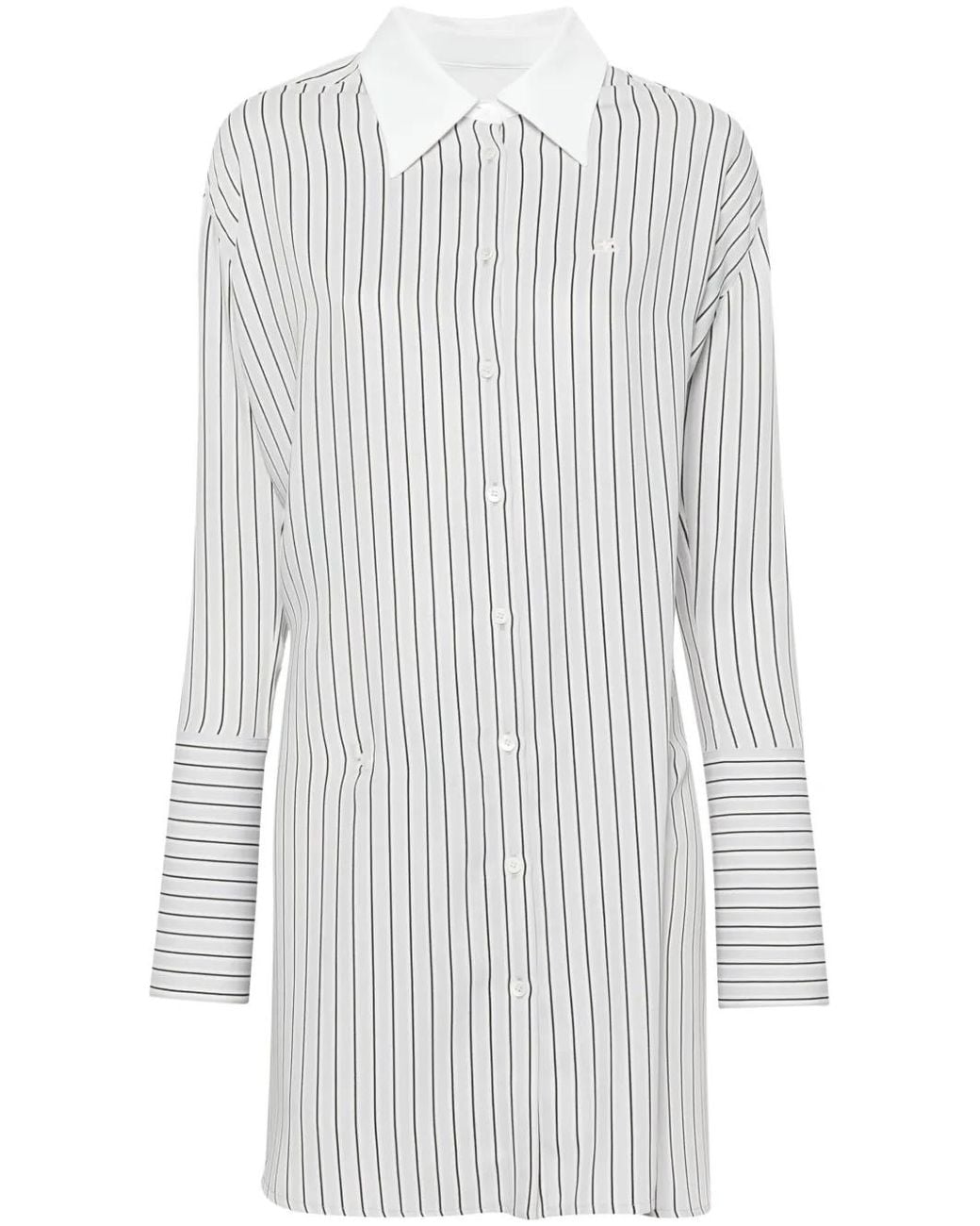 Courreges White Logo-Patch Striped Shirt