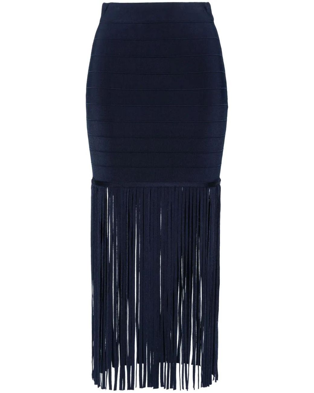 Twinset Blue High-Waist Fringed Maxi Skirt