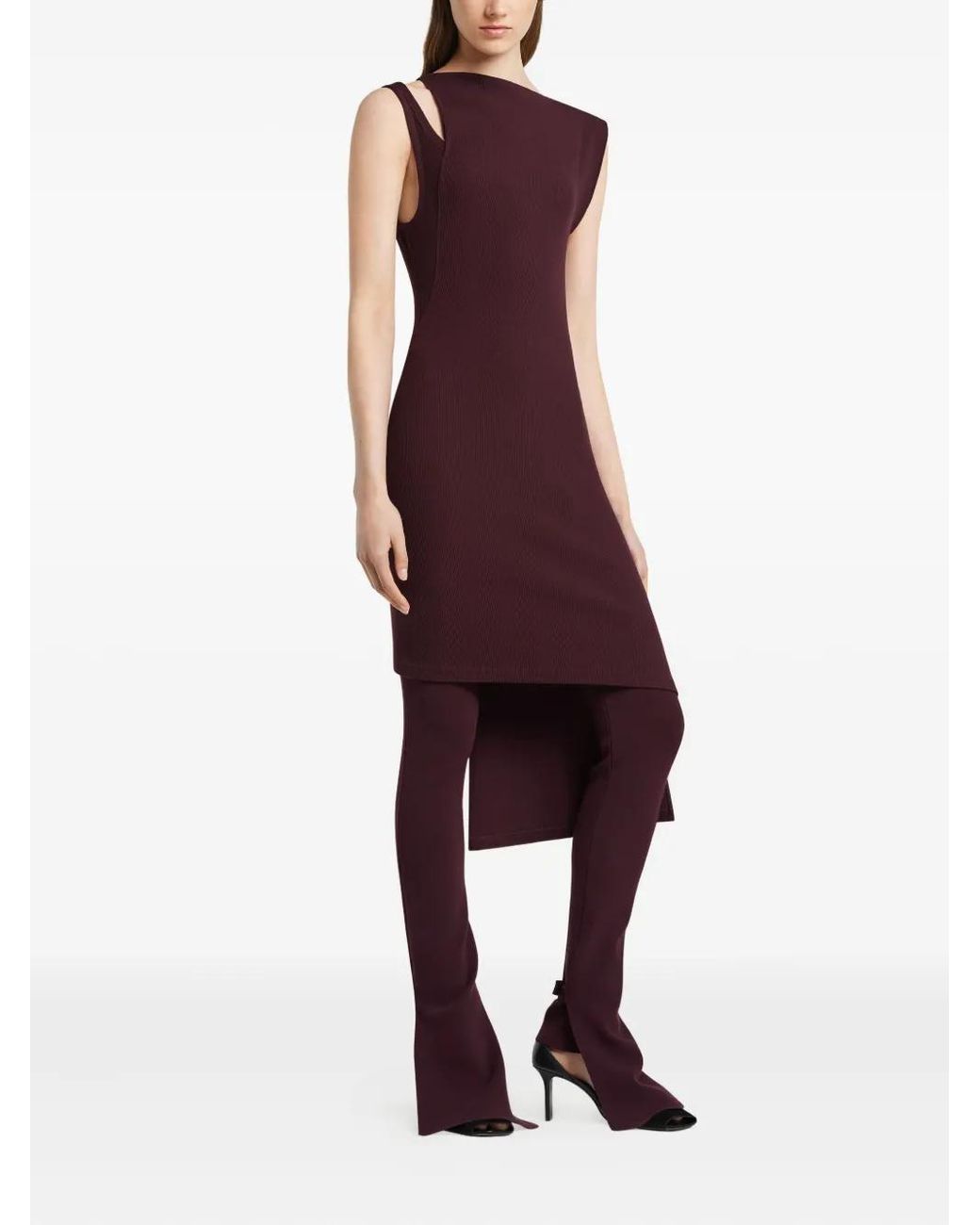Courreges Purple Asymmetrical Ribbed Midi Dress