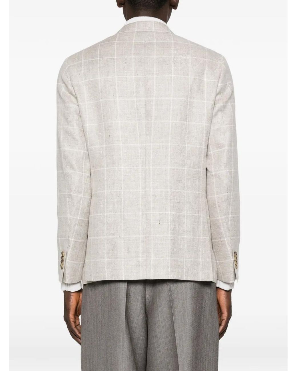 Latorre Gray Check-Pattern Single-Breasted Blazer for men