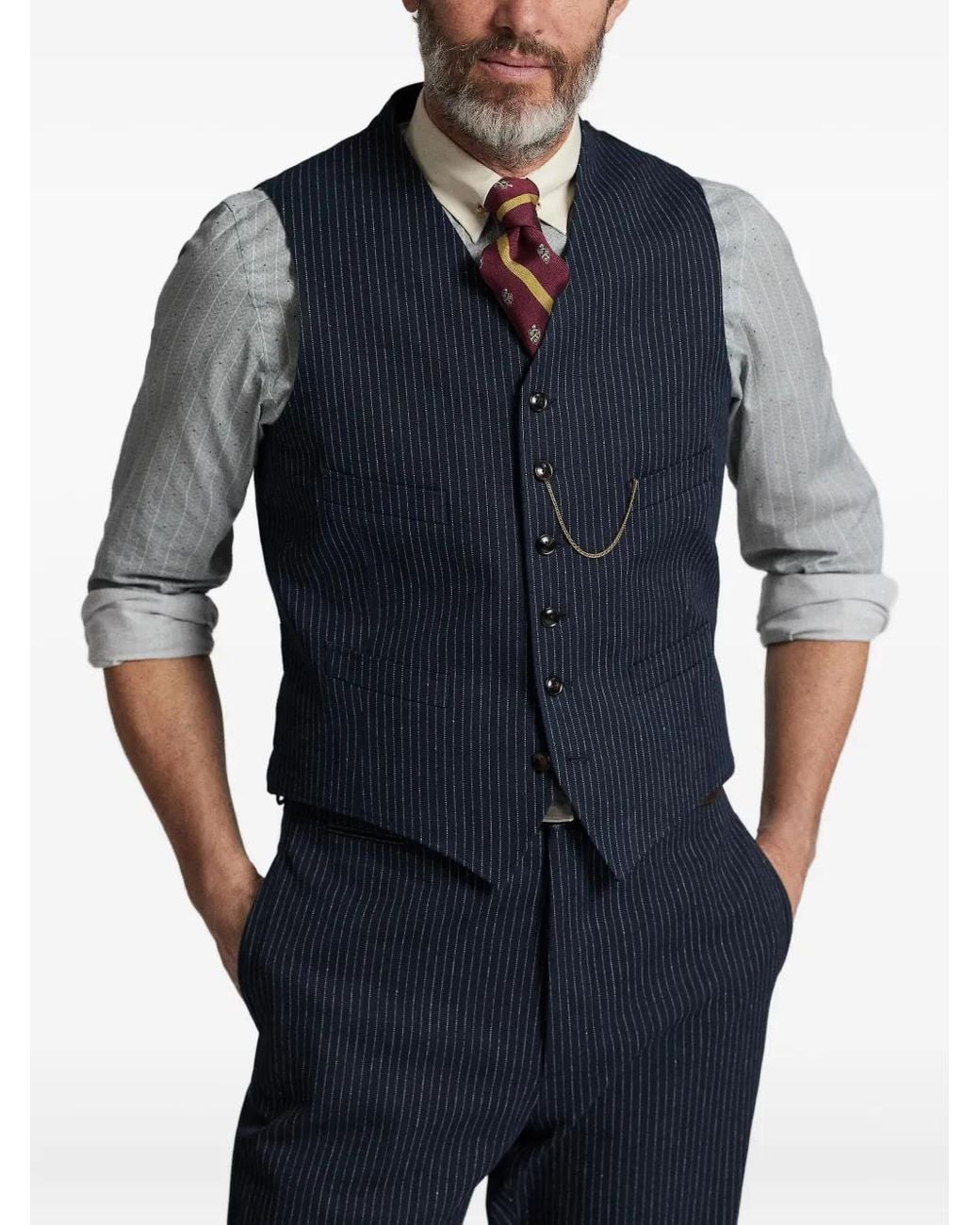 Chaleco A Rayas Diplomáticas RRL de hombre de color Blue