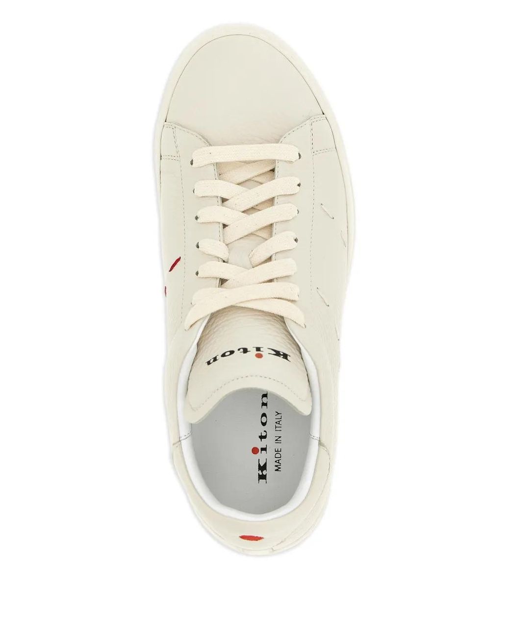 Kiton White Stitching Leather Sneakers for men