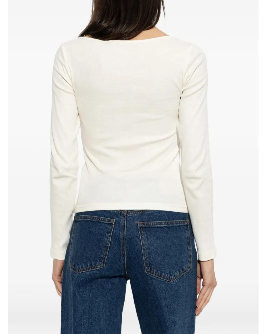 Rethinkit Studios White Ribbed Long-Sleeve Top