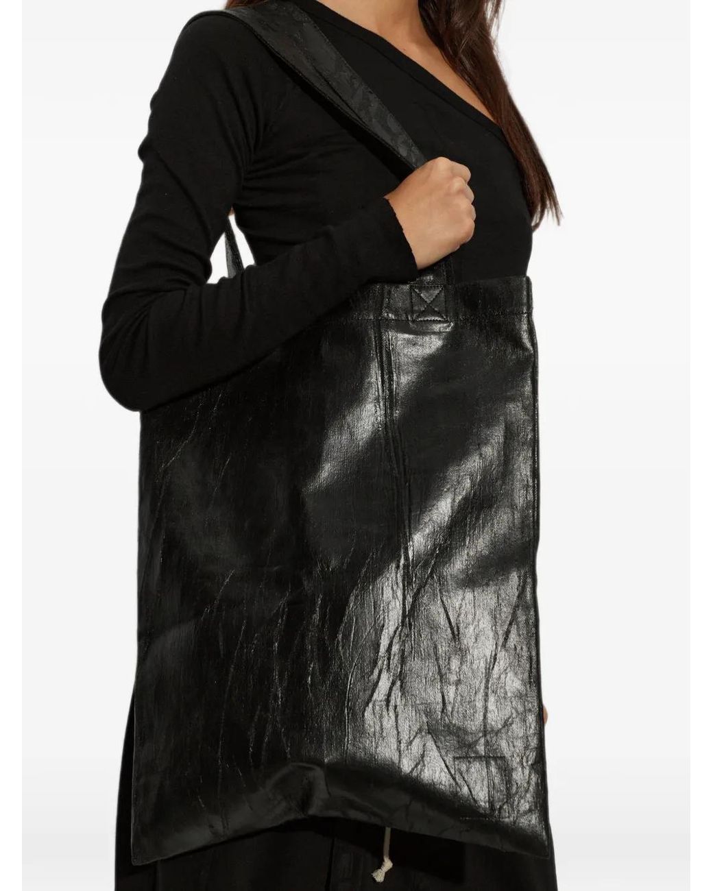 Rick Owens Black Coated Tote Bag