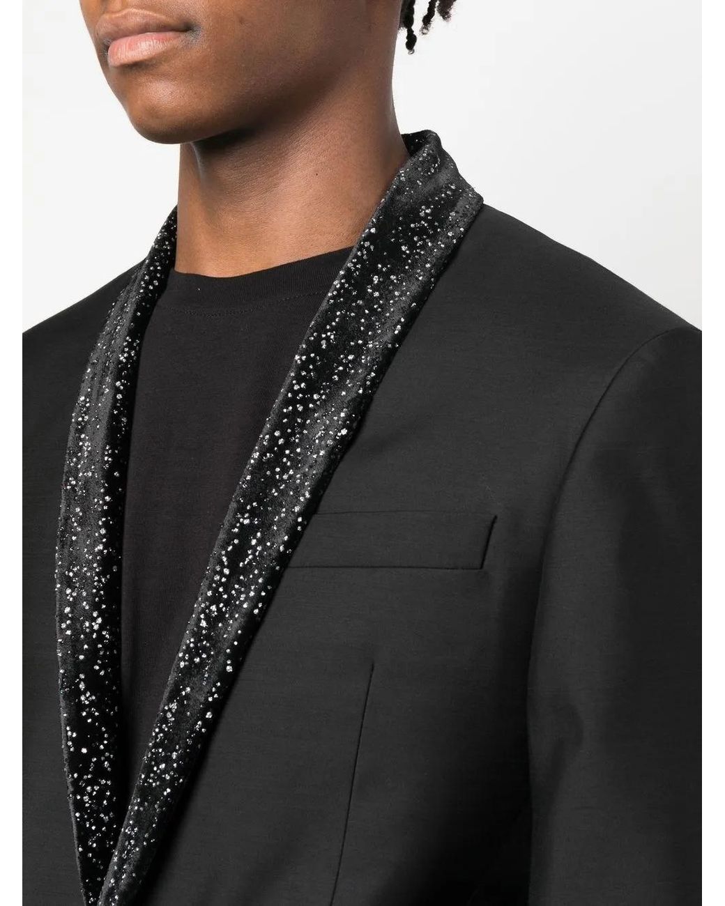 DSquared² Black Metallic-detail Single-breasted Blazer for men