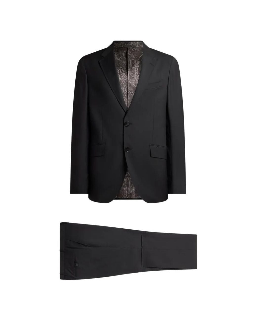 Etro Black Single-Breasted Virgin Wool Suit for men