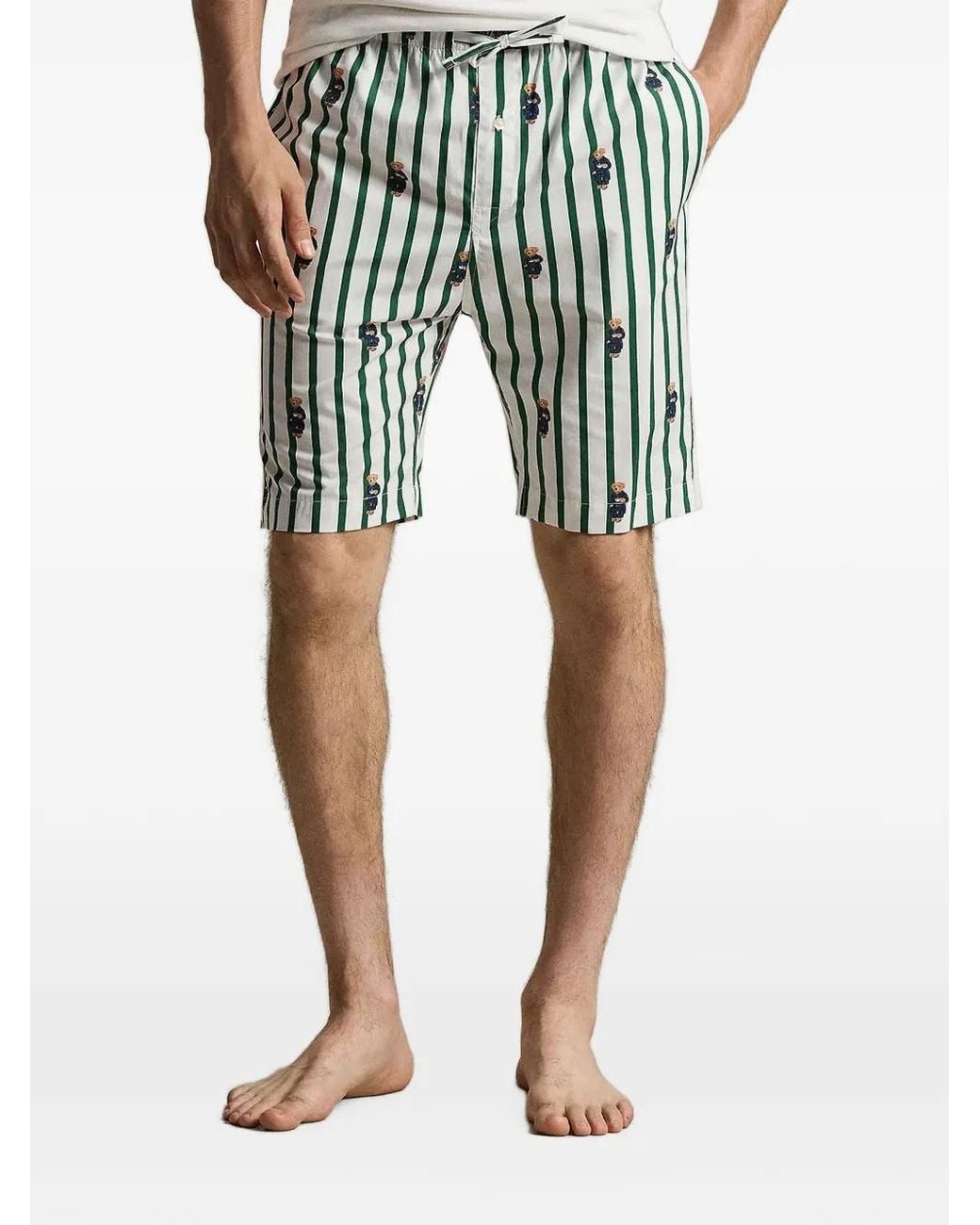 Polo Ralph Lauren Green Short De Pyjama À Rayures Polo Bear for men