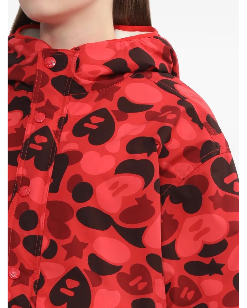 A Bathing Ape Red Apee Hooded Camouflage Jacket