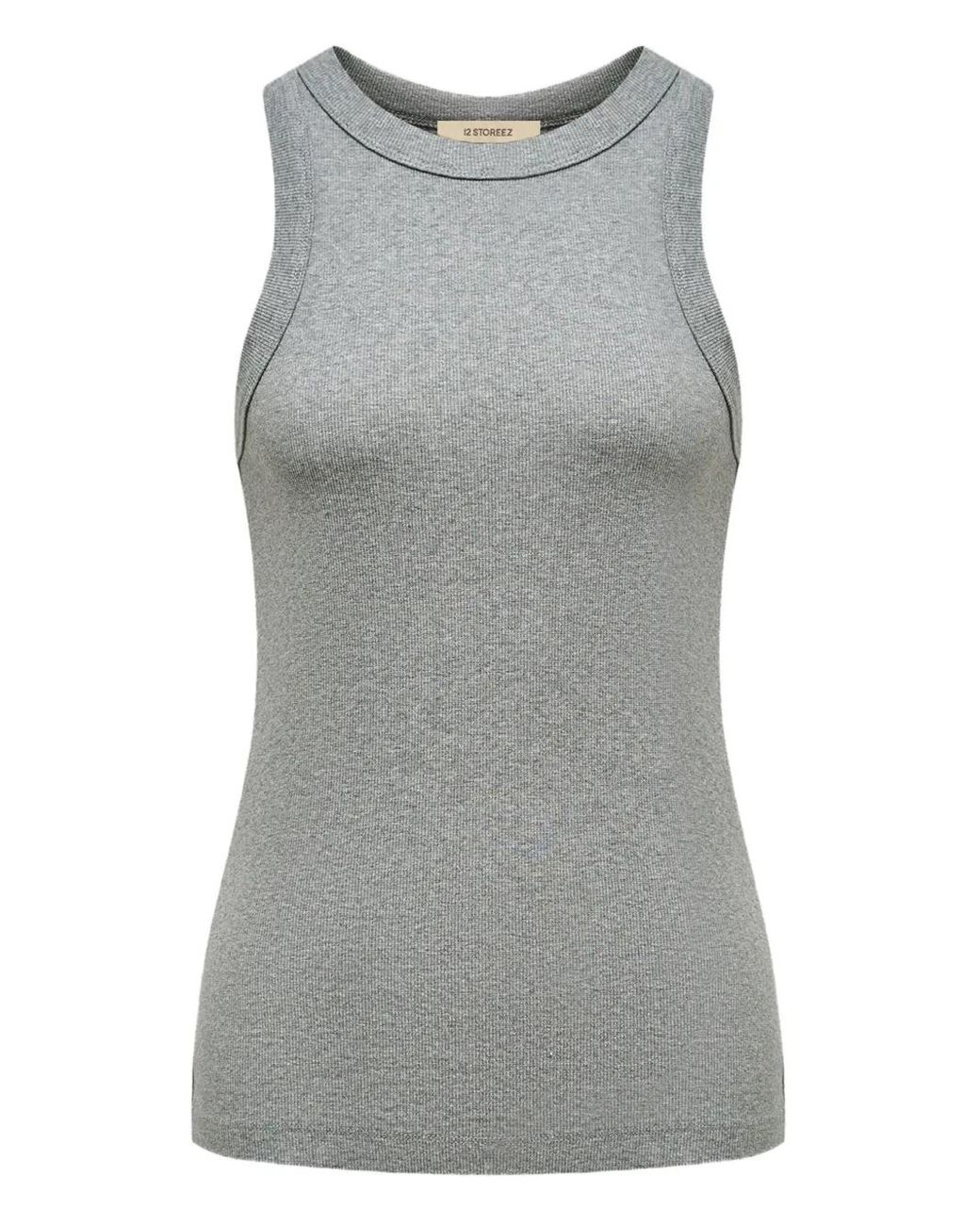 12 STOREEZ Gray High-Neck Sleeveless Top