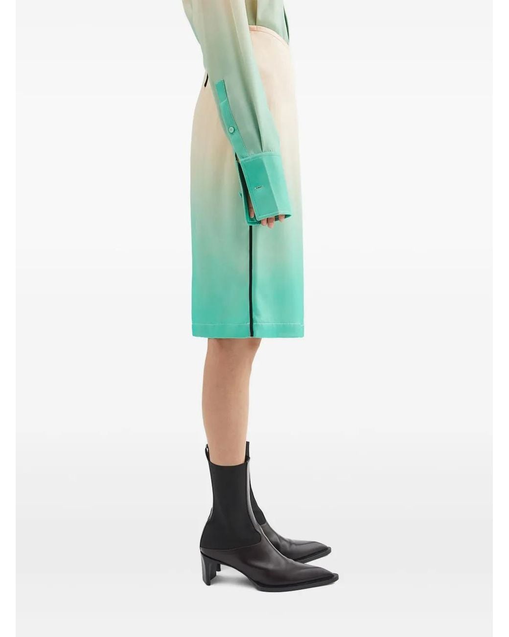 Jil Sander Green Gradient-Effect Skirt