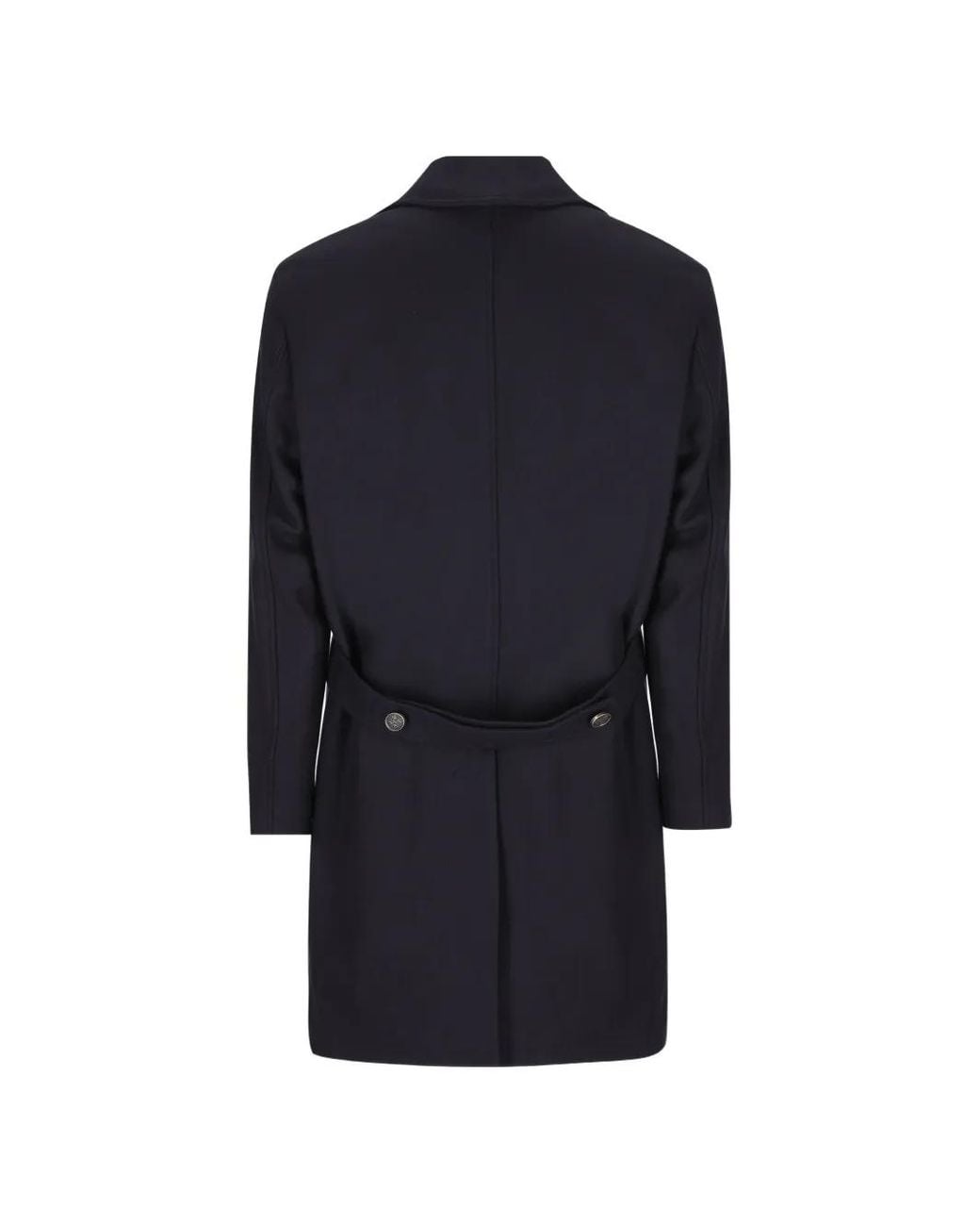 Camplin Blue Double-Breasted Logo-Button Coat for men
