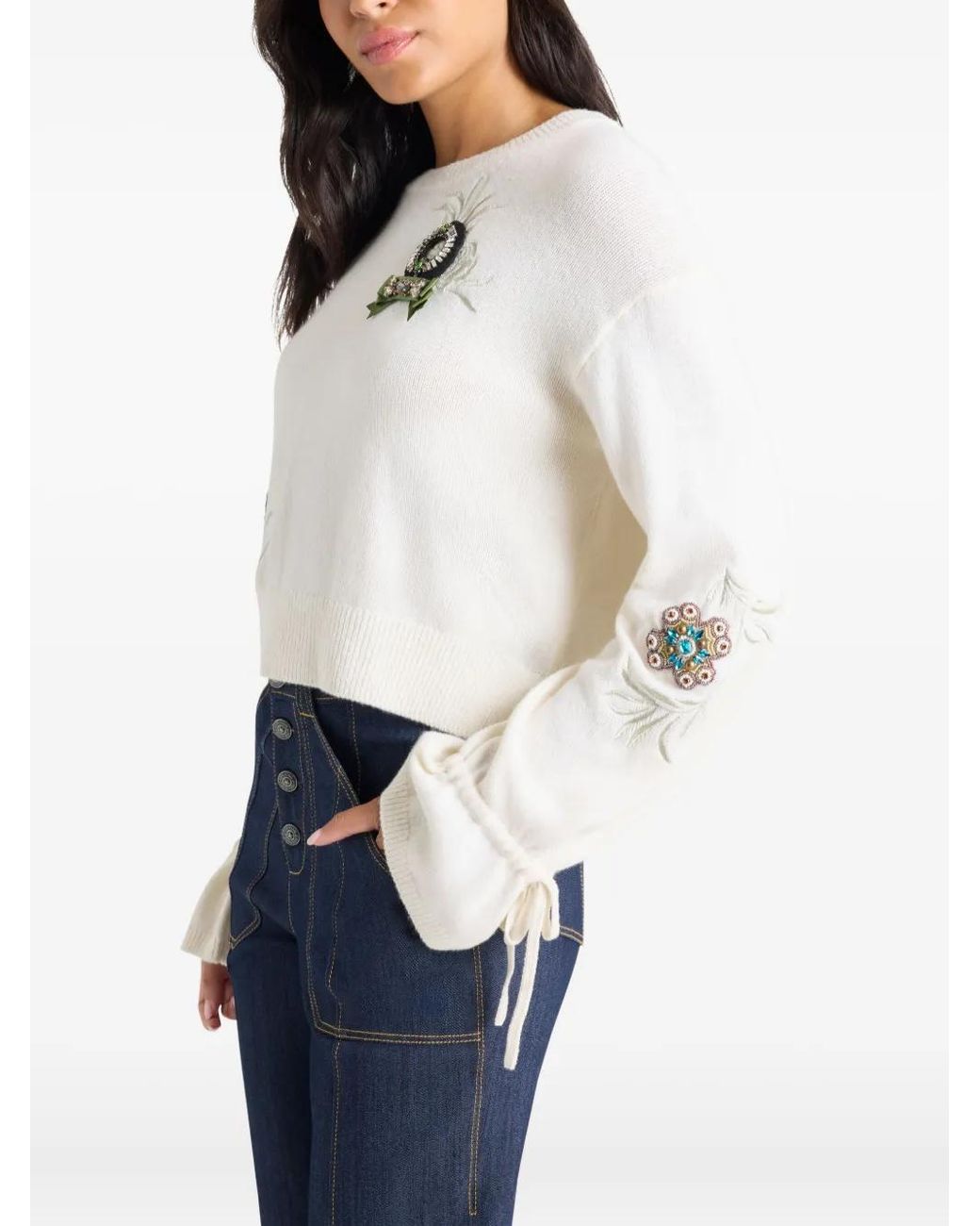 Cinq À Sept White Tasha Rose Patch Top