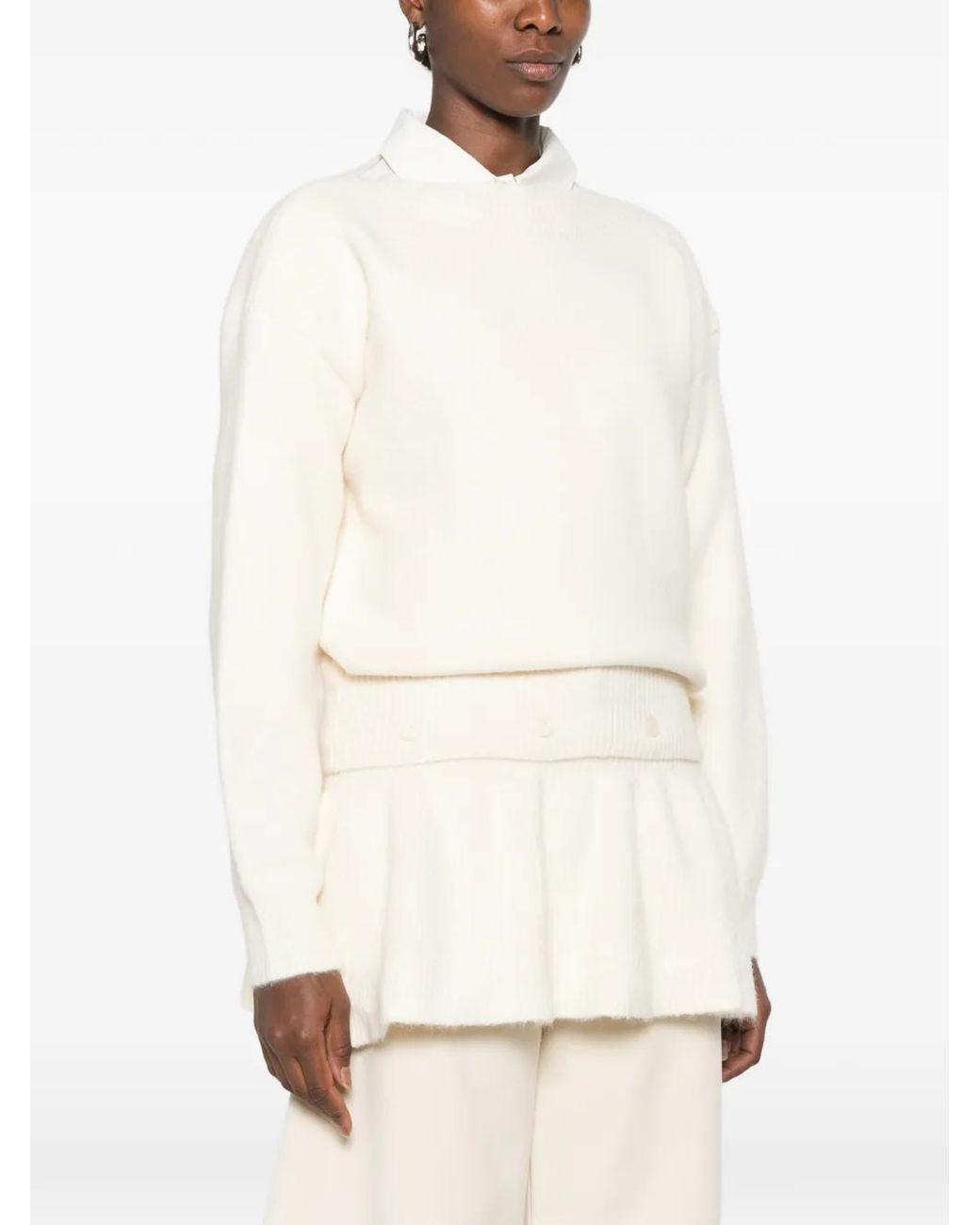 Source Unknown White Corinth Peplum-Details Sweater