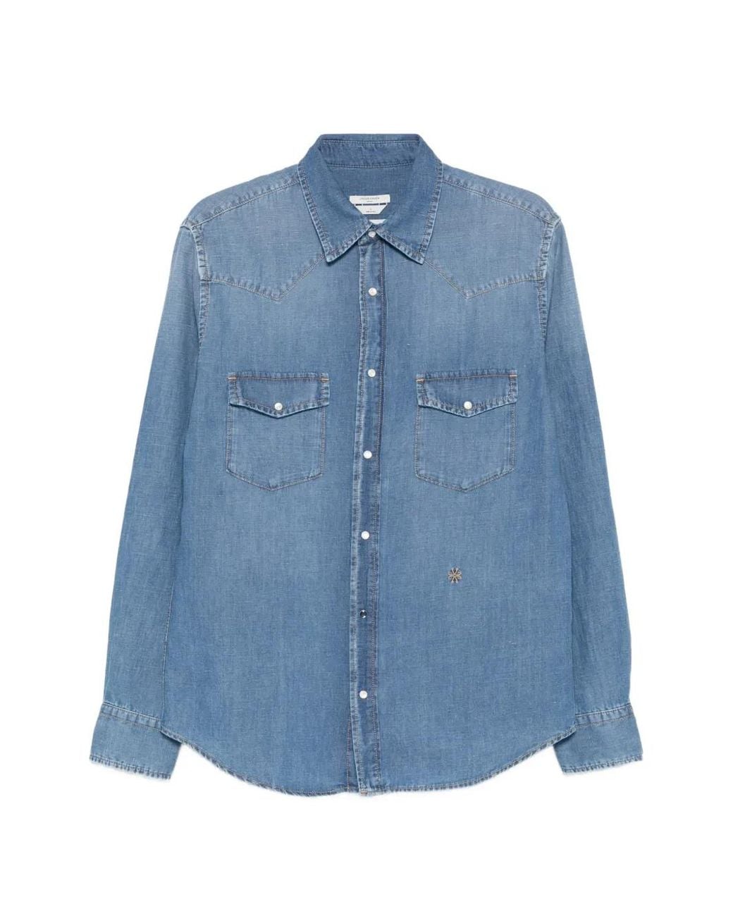 Jacob Cohen Blue Point-Collar Denim Shirt for men