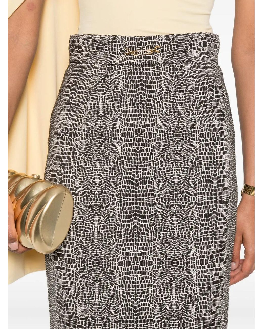 Falda De Tubo Con Estampado De Piel De Pitón Elisabetta Franchi de color Gray
