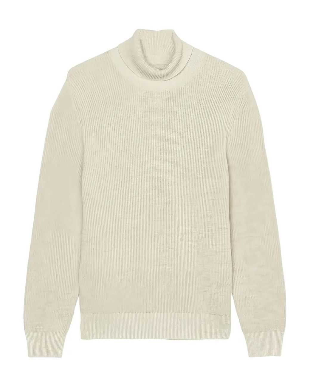 Marc O' Polo White Roll-Neck Ribbed Sweater for men
