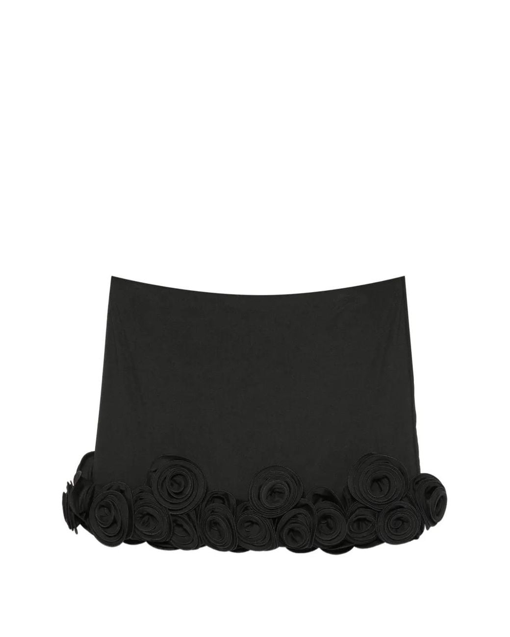 LaRevêche Black Ivette Floral-Appliqué Mini Skirt