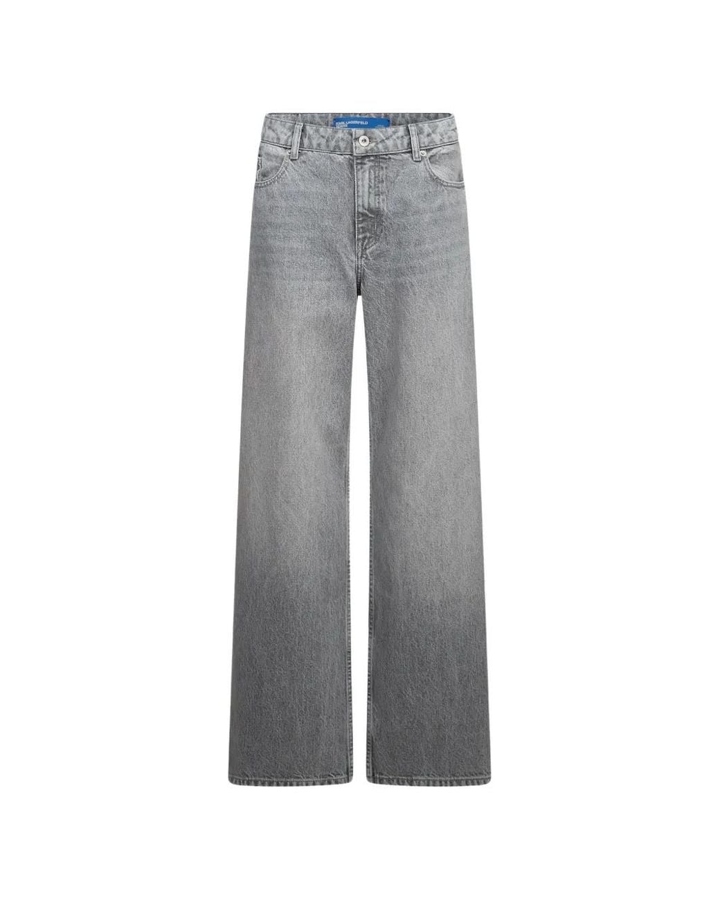 Karl Lagerfeld Gray Low-Rise Wide-Leg Jeans