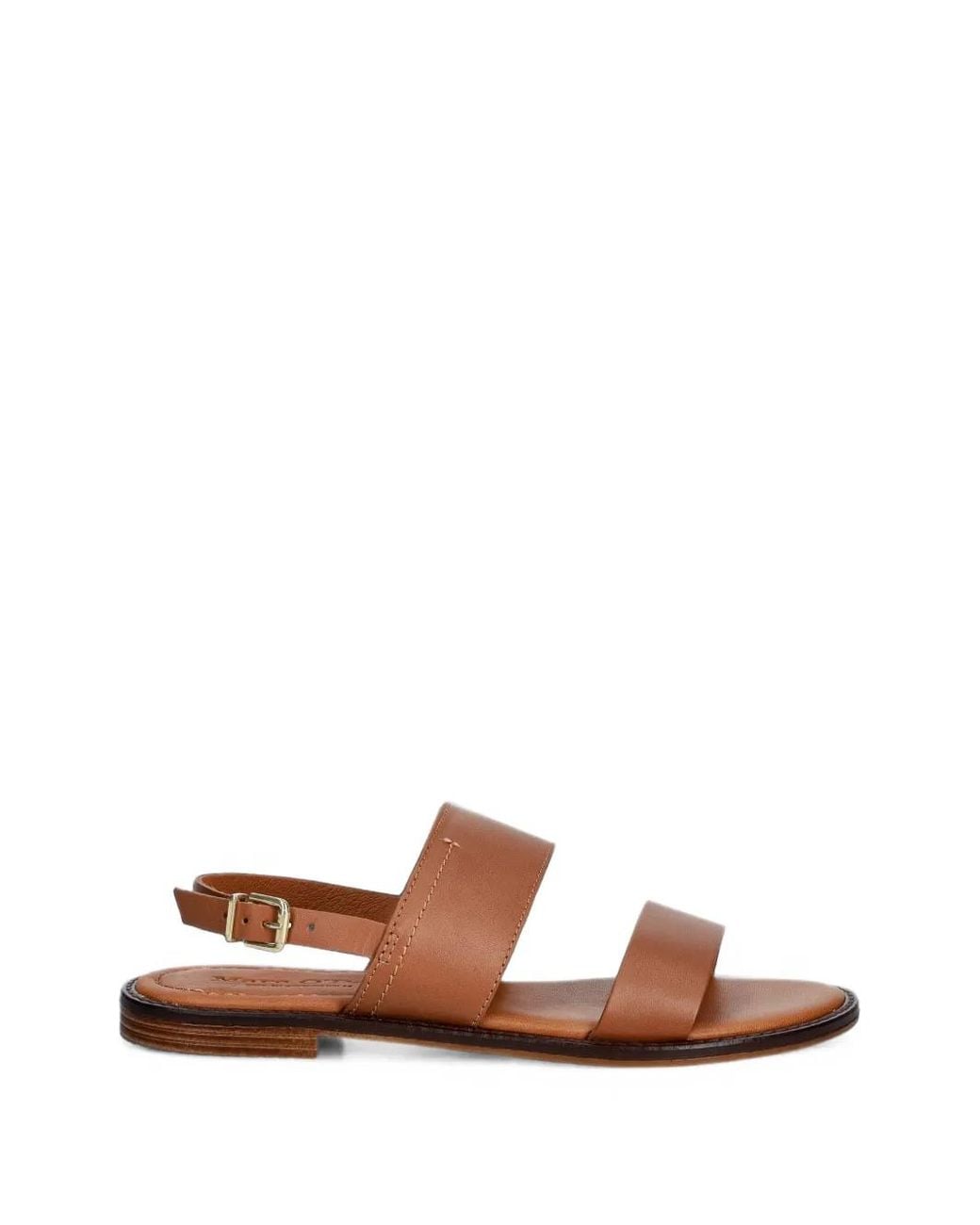 Marc O' Polo Brown Buckle-Fastening Leather Flat Sandals