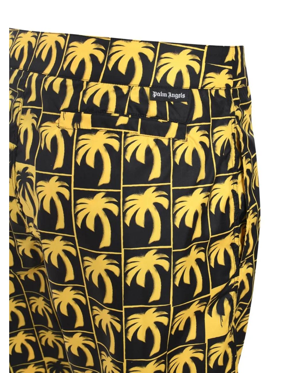 Palm Angels Yellow Dripping Palms Swim Shorts for men