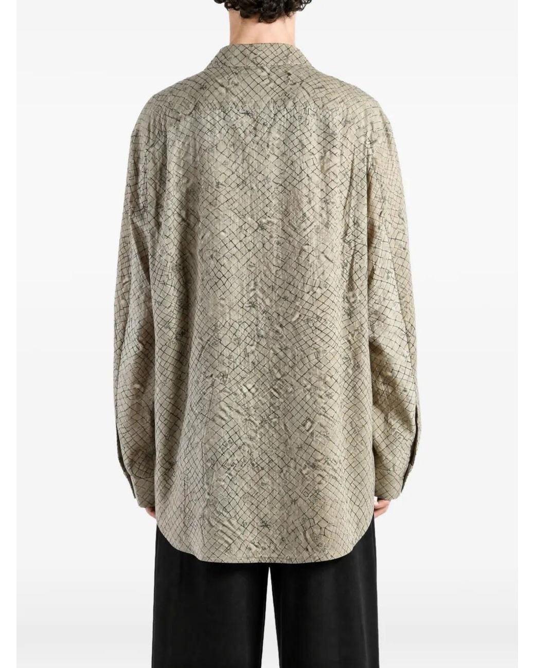 Ziggy Chen Natural Grid-Pattern Double-Breasted Shirt for men
