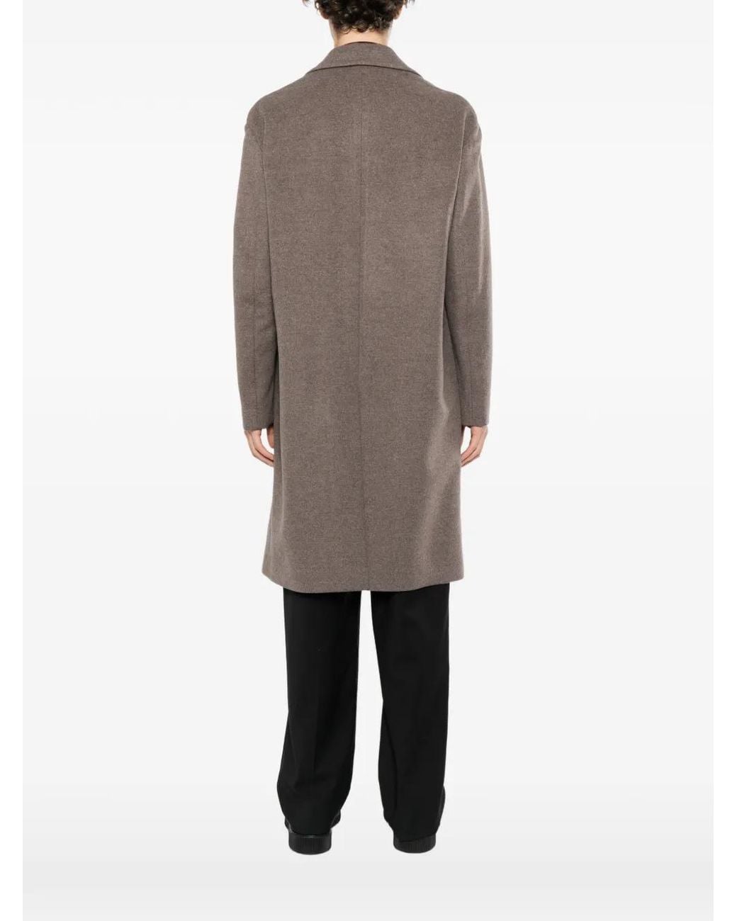 Lardini Brown Single-Breasted Notched-Lapels Coat for men