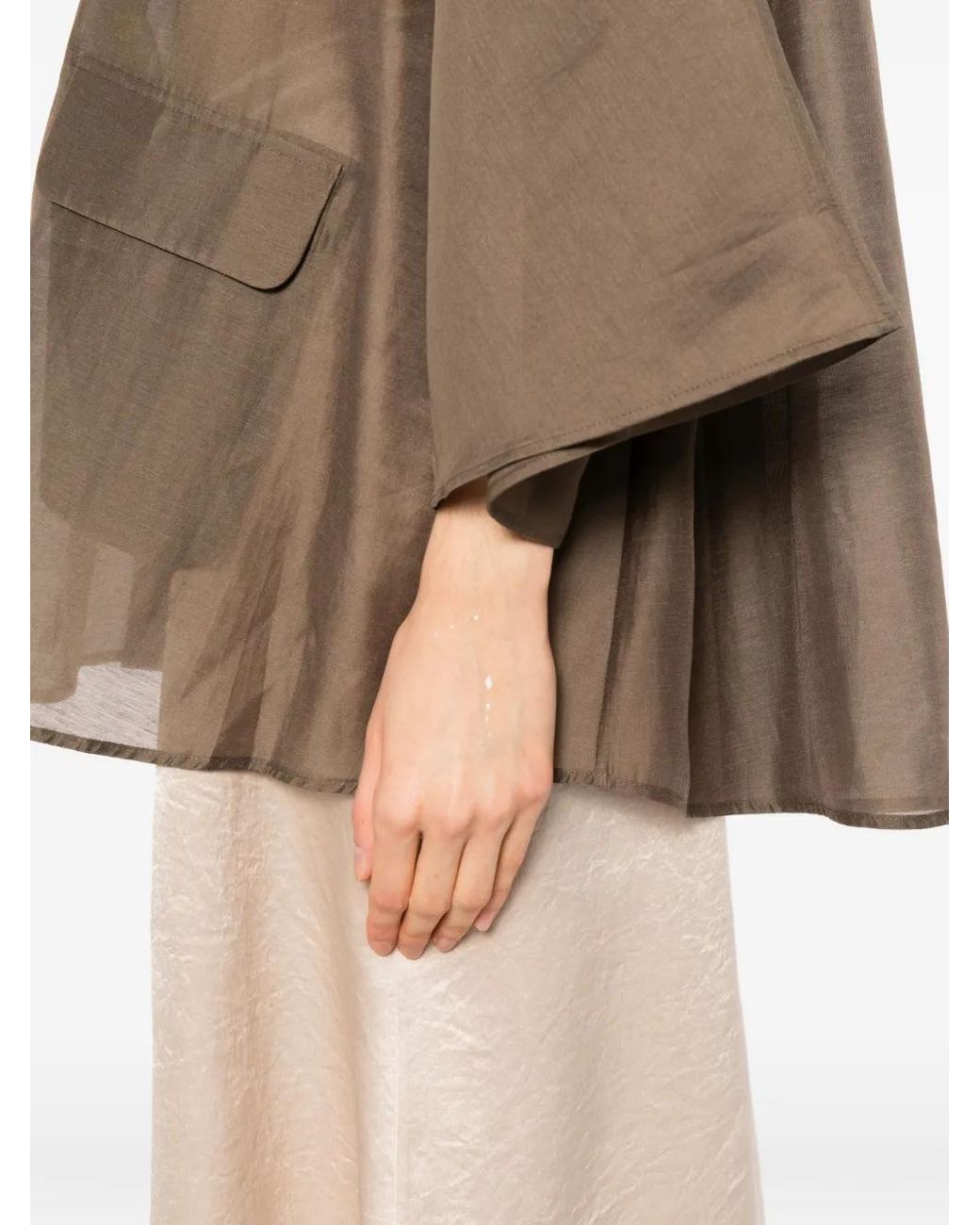 COTEMP Brown Wide-Sleeve Flap-Pocket Blouse