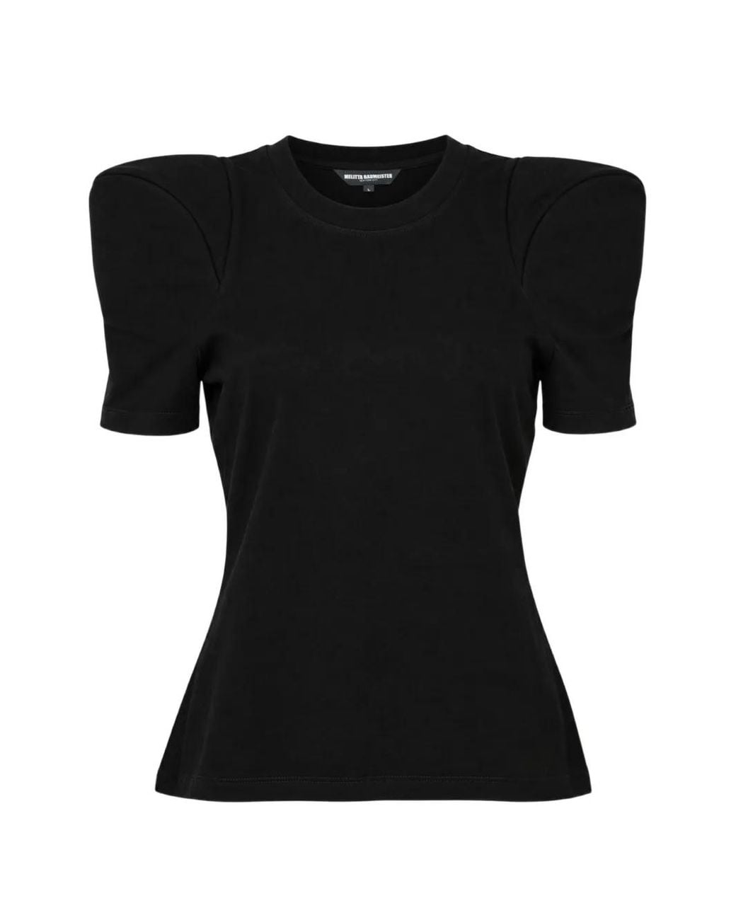 Melitta Baumeister Black T-Shirt Foamy Sculptural À Épaules Matelassées