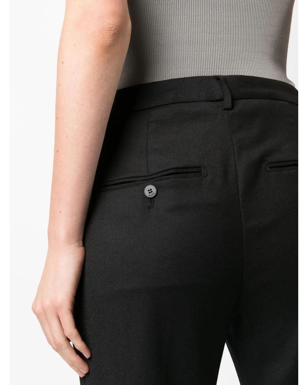 Dondup Black Low-Rise Tailored Cropped Trousers