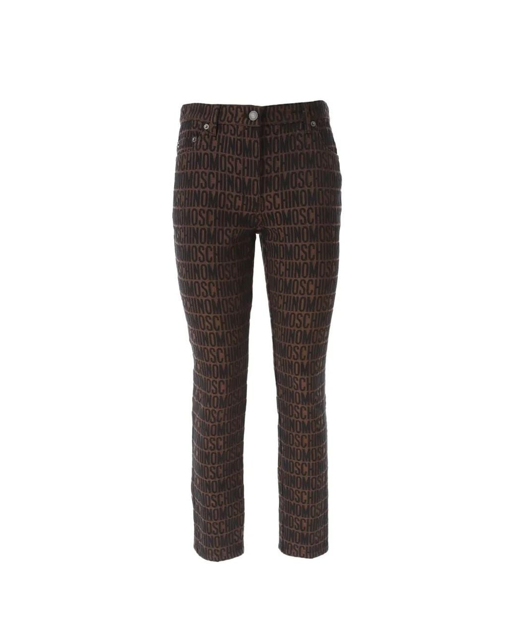 Moschino Gray Logo-Jacquard Five-Pocket Trousers
