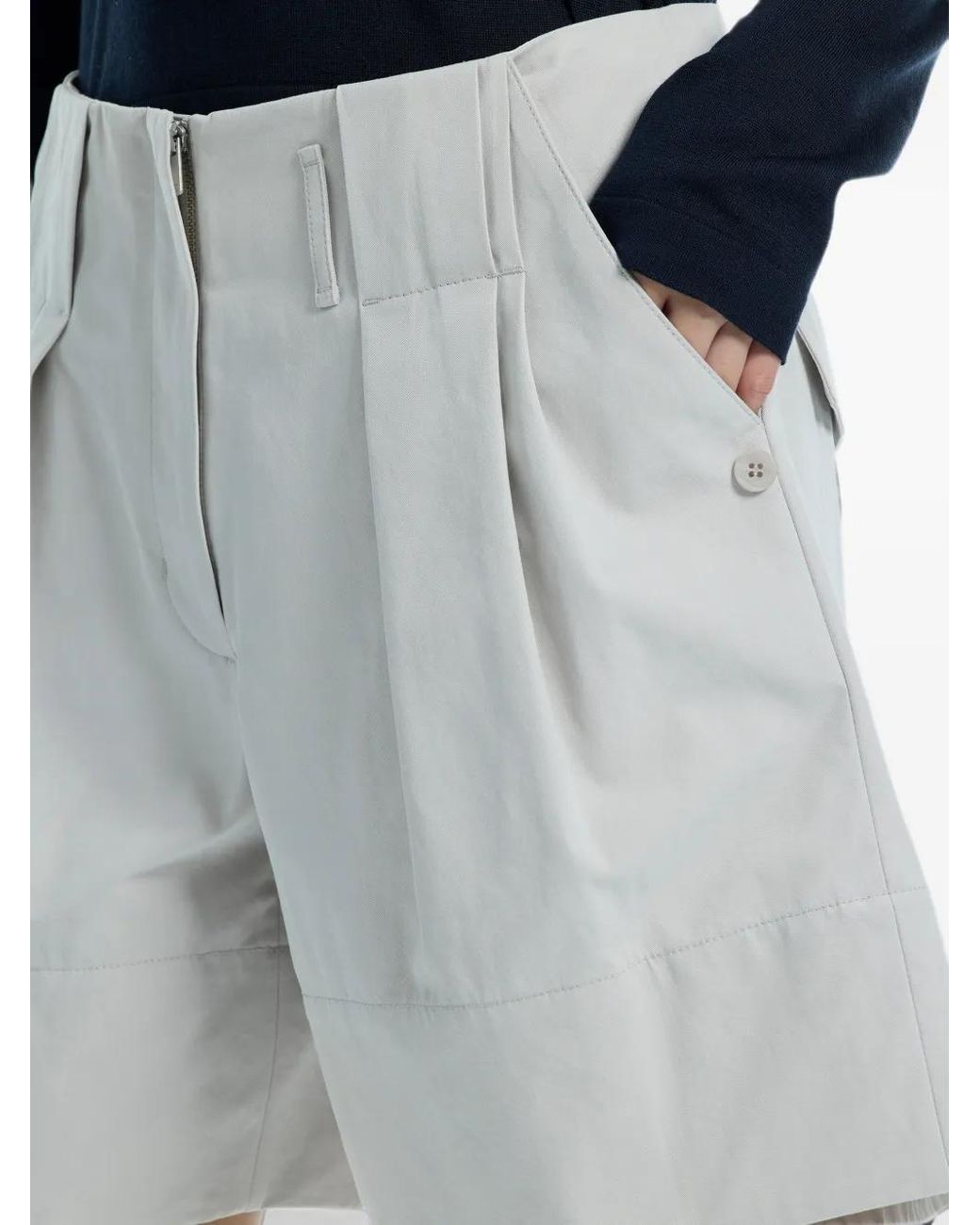 Low Classic Blue Tuck-Point Turn-Up Shorts