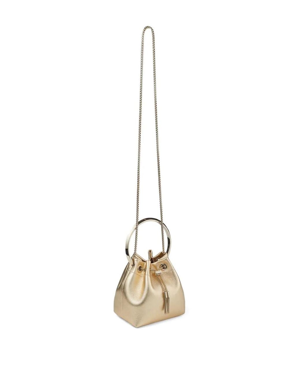 Jimmy Choo Natural Bon Bon Metallic-Finish Bucket Bag