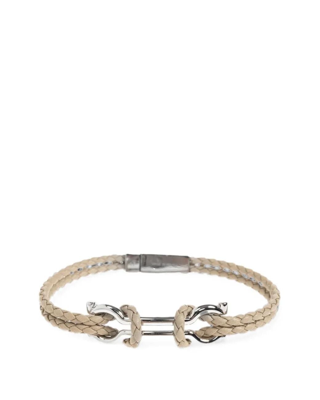 Ferragamo Metallic Gancini Braided Bracelet for men