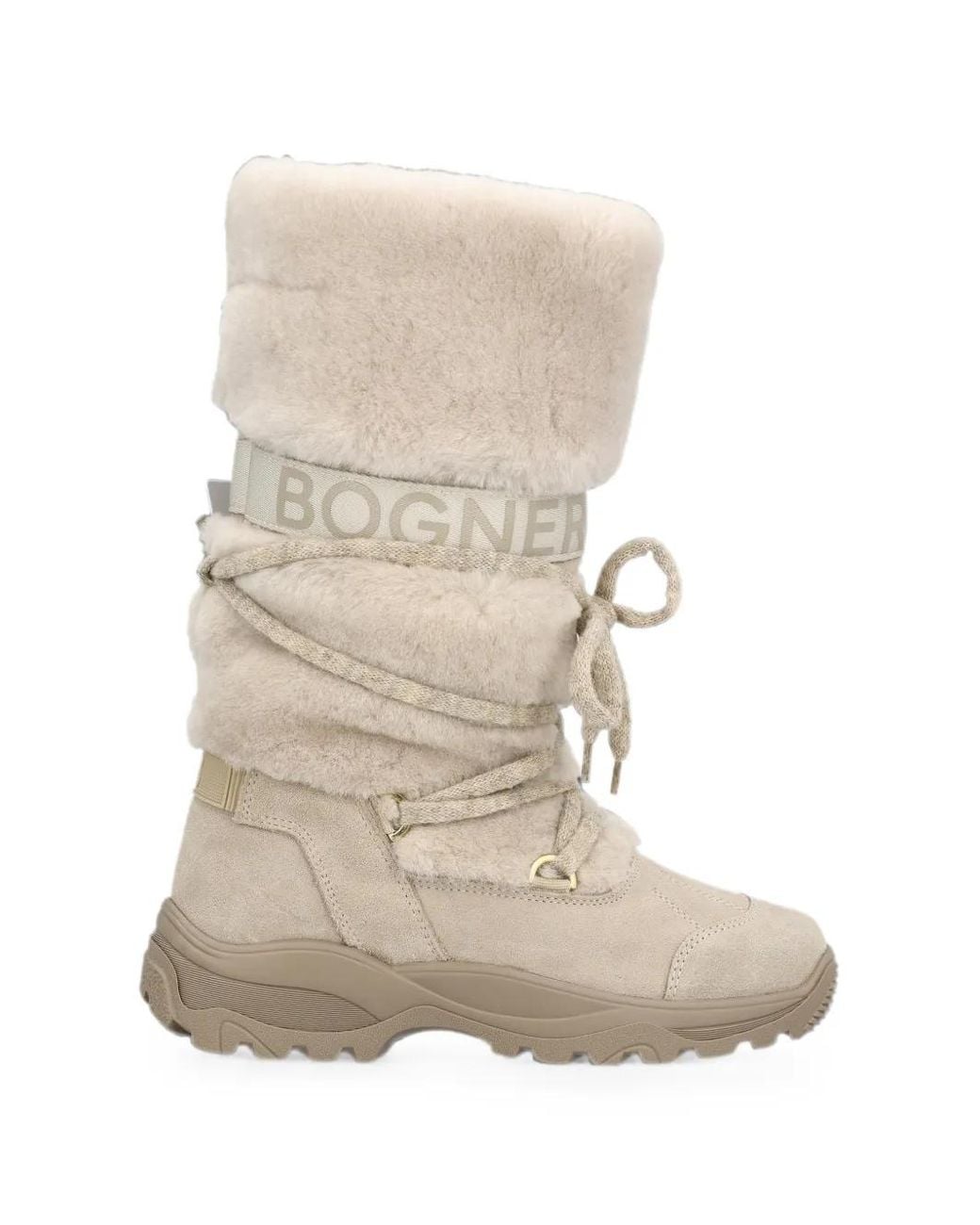 Bogner White Lace-Up Snow Boots