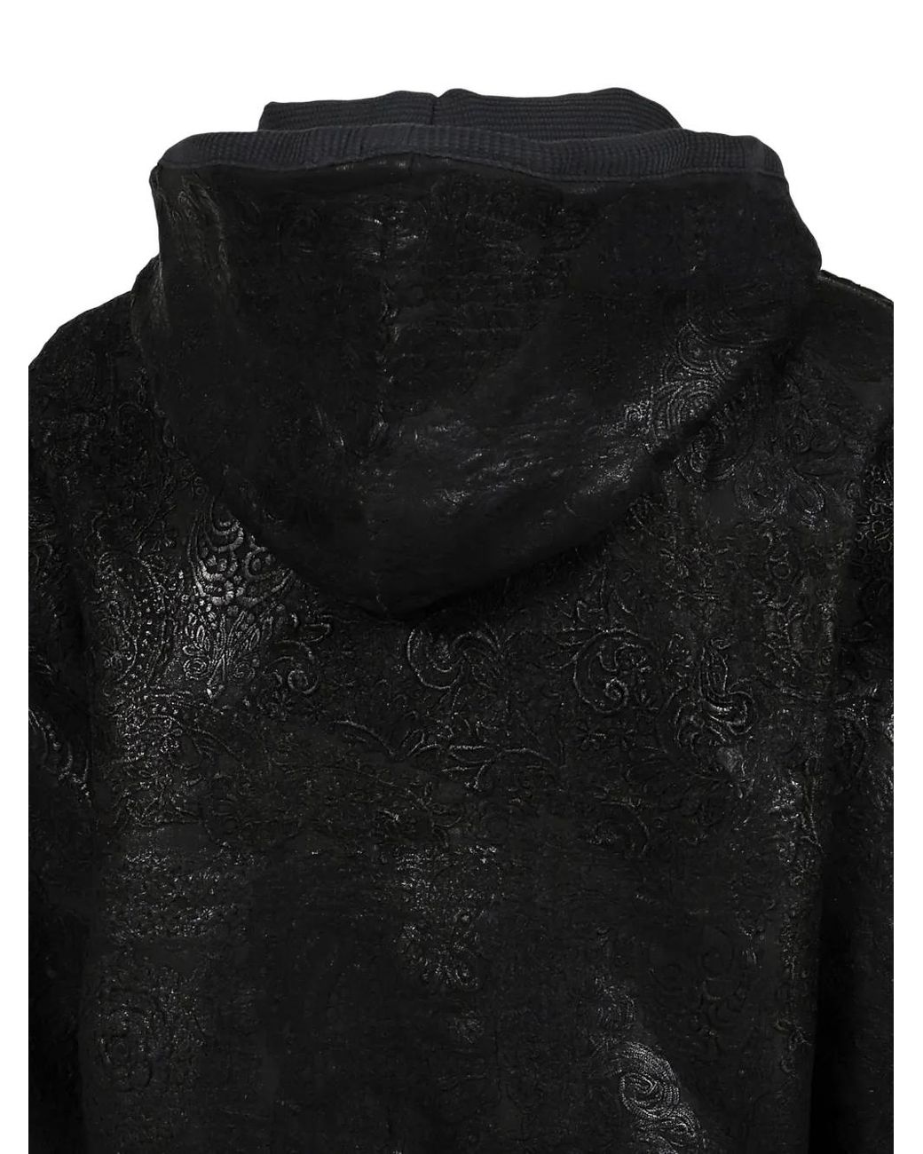Earthling Collective Black Floral-Embellished Coated Jacket for men