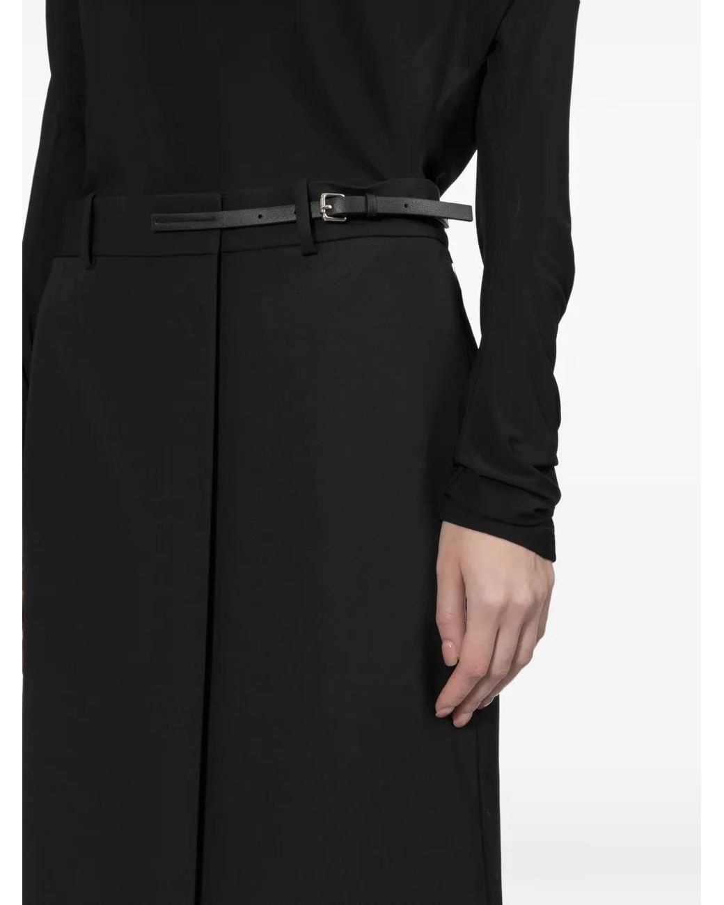 Helmut Lang Black Belted Wrap-Style Skirt